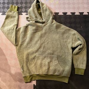 Olive Green Hooded Sweatshirt Long Sleeves Soft Fabric